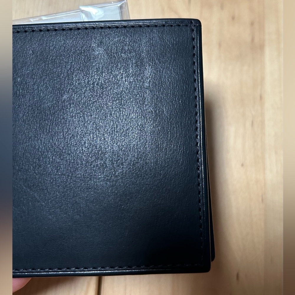 NWT Water Buffalo Vintage Coach Bifold Leather Wallet Black - Picture 7 of 10